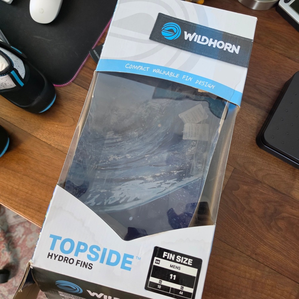 Wildhorn Topside Hydro Fins Mens 11 White Black Walkable Snorkel Swim Fins NEW - Picture 4 of 5